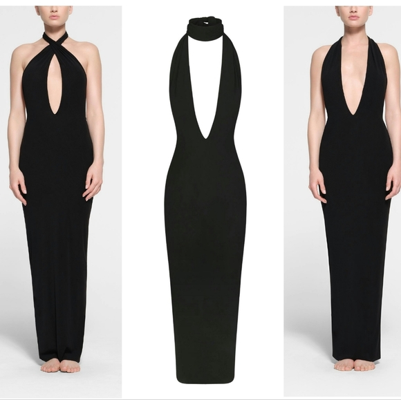 2. NWT SKIMS SUMMER MESH DEEP PLUNGE MULTI-WAY LONG DRESS - Picture 1 of 5